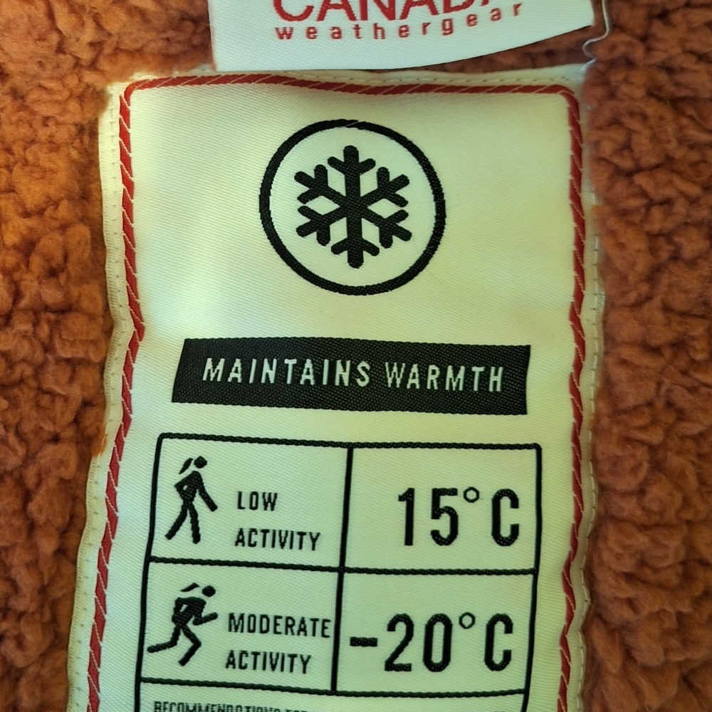 Canada vegan fur terracotta waterproof puffer hoodie jacket medium NWT - Picture 11 of 11